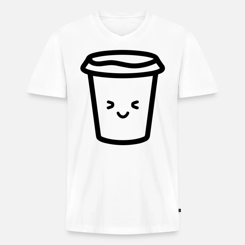 Kaffeebecher - Männer Premium Bio T-Shirt mit V-Ausschnitt - Weiß
