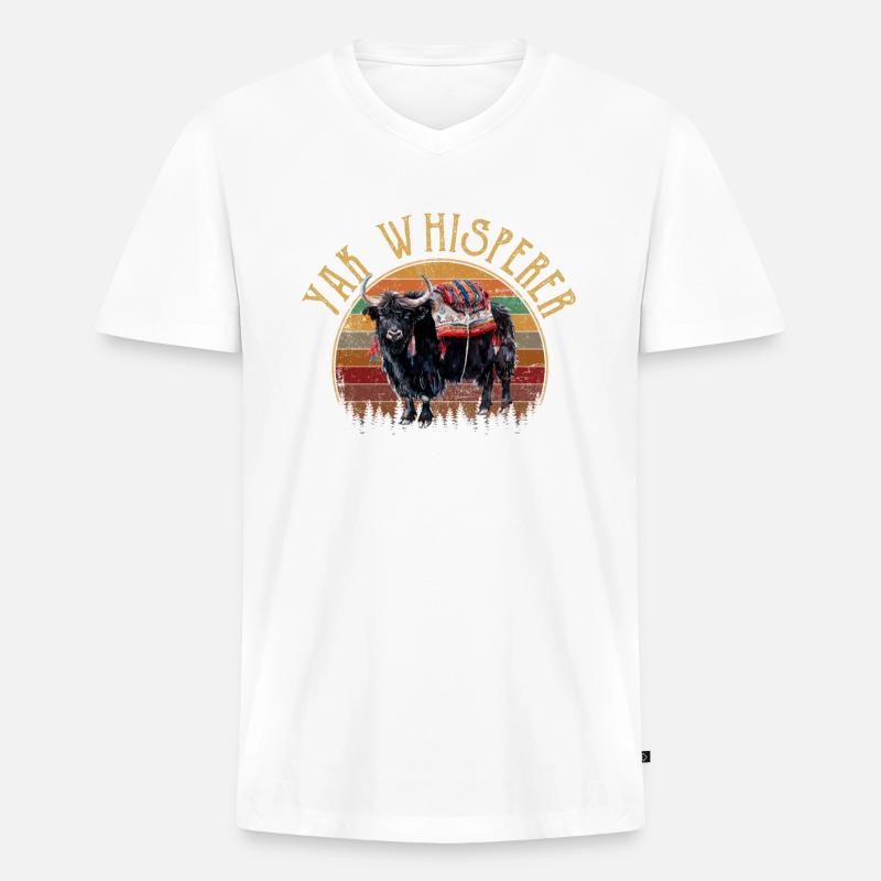Yak Whisperer Himalayan Tibet - Männer Premium Bio T-Shirt mit V-Ausschnitt - undefined
