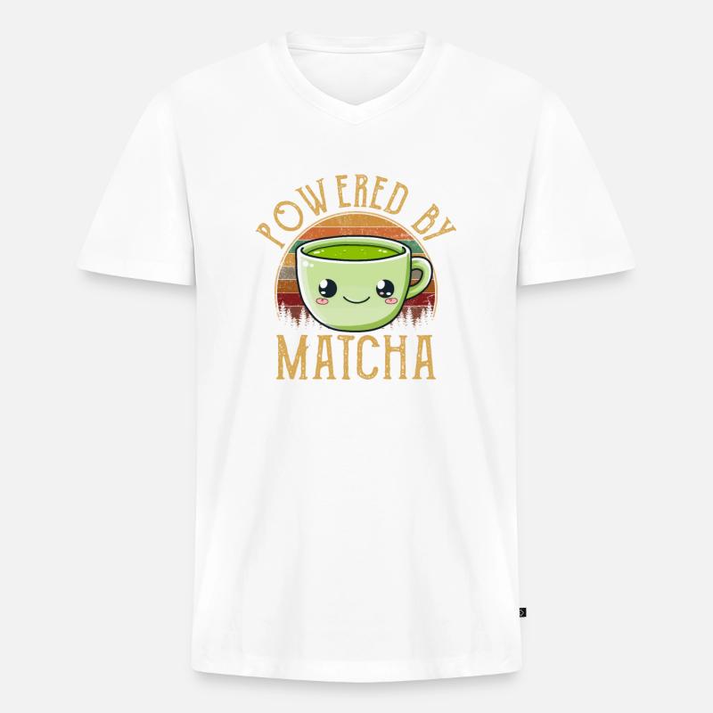 powered by matcha, matcha - Männer Premium Bio T-Shirt mit V-Ausschnitt - undefined