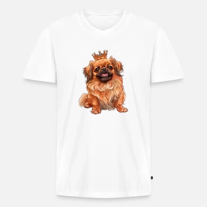 Pekingese crown - Männer Premium Bio T-Shirt mit V-Ausschnitt - undefined