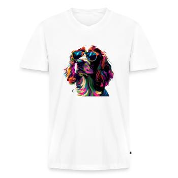 Springer Spaniel - Men's Premium Organic T-shirt with V-neck - white - Front - Nico (187cm)