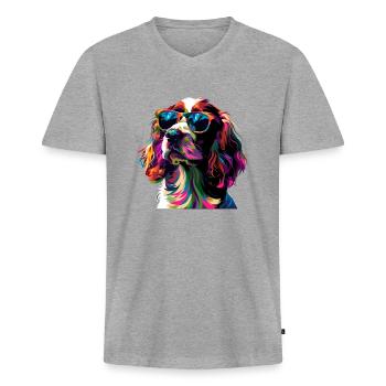 Springer Spaniel - Men's Premium Organic T-shirt with V-neck - heather grey - Front