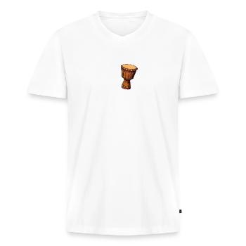 Djembé Tambours Africains - T-shirt encolure en V Premium bio Homme - blanc - Devant - Nico (187cm)