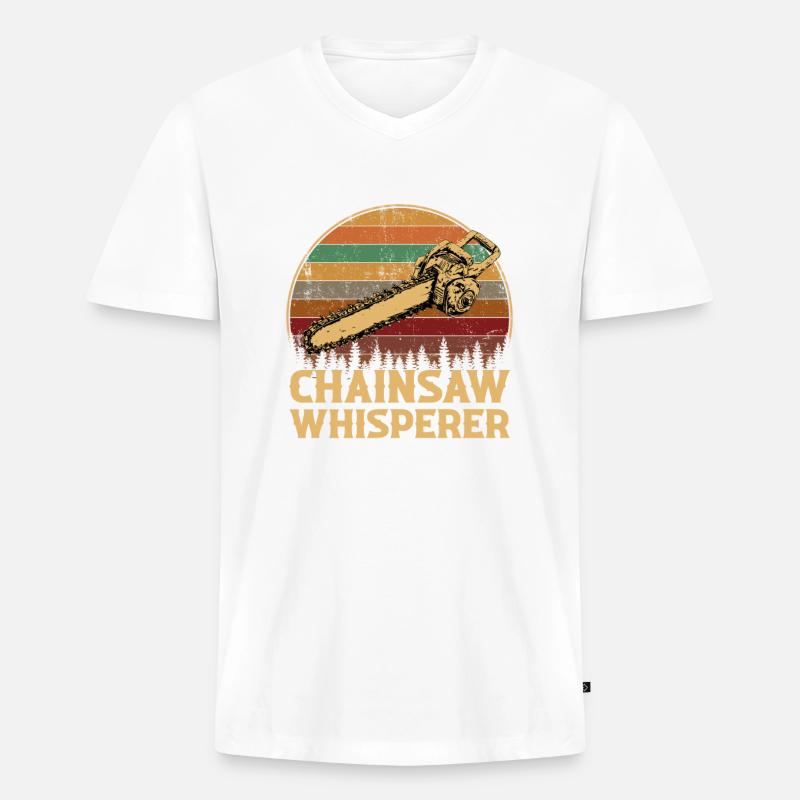 chainsaw logger lumberjack arborist - Männer Premium Bio T-Shirt mit V-Ausschnitt - undefined