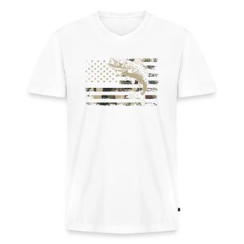 Walleye camo American flag - Männer Premium Bio T-Shirt mit V-Ausschnitt - Weiß - Vorne - Nico (187cm)