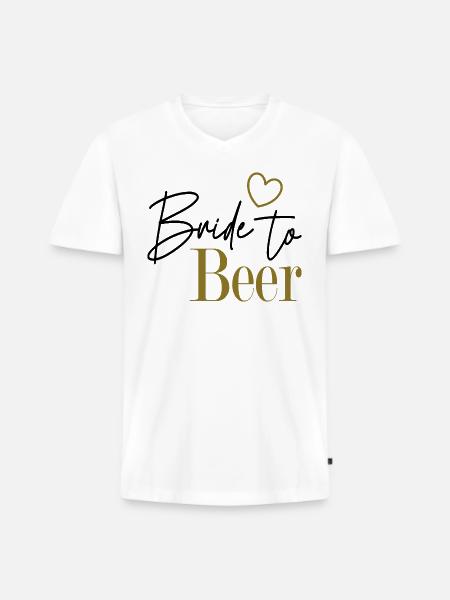 Bride to Beer - Männer Premium Bio T-Shirt mit V-Ausschnitt - Weiß