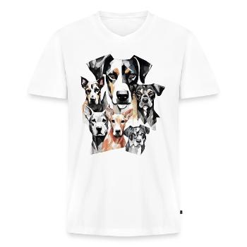 Animal Art | Pack of Dogs - Männer Premium Bio T-Shirt mit V-Ausschnitt - Weiß - Vorne - Nico (187cm)