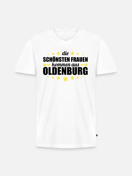 Oldenburg - Männer Premium Bio T-Shirt mit V-Ausschnitt - Weiß