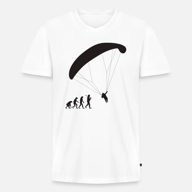 Paragliding Evolution - Männer Premium Bio T-Shirt mit V-Ausschnitt - Weiß