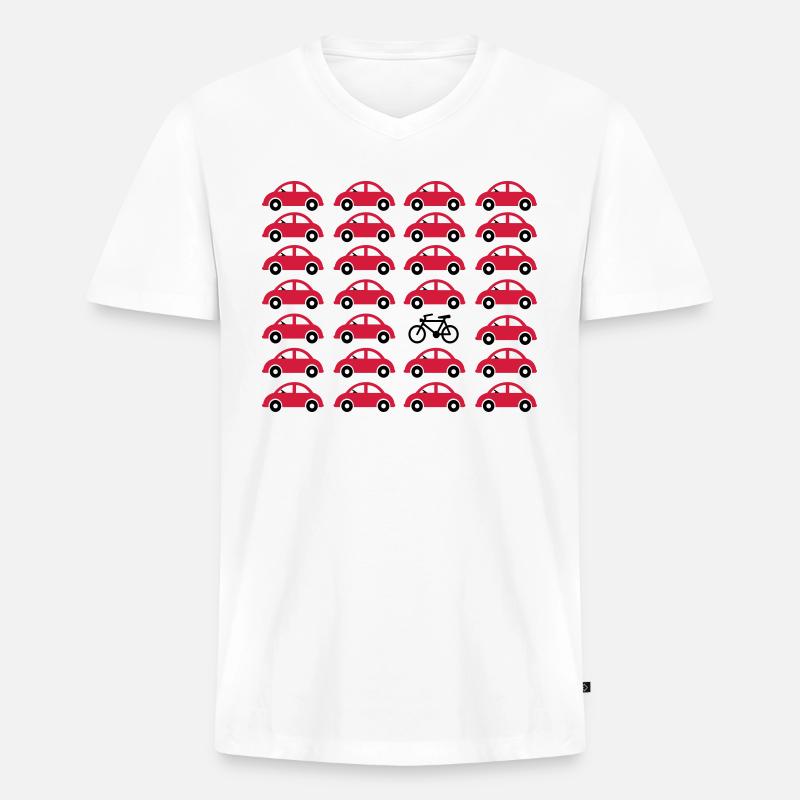 Fahrrad statt Auto - Männer Premium Bio T-Shirt mit V-Ausschnitt - Weiß