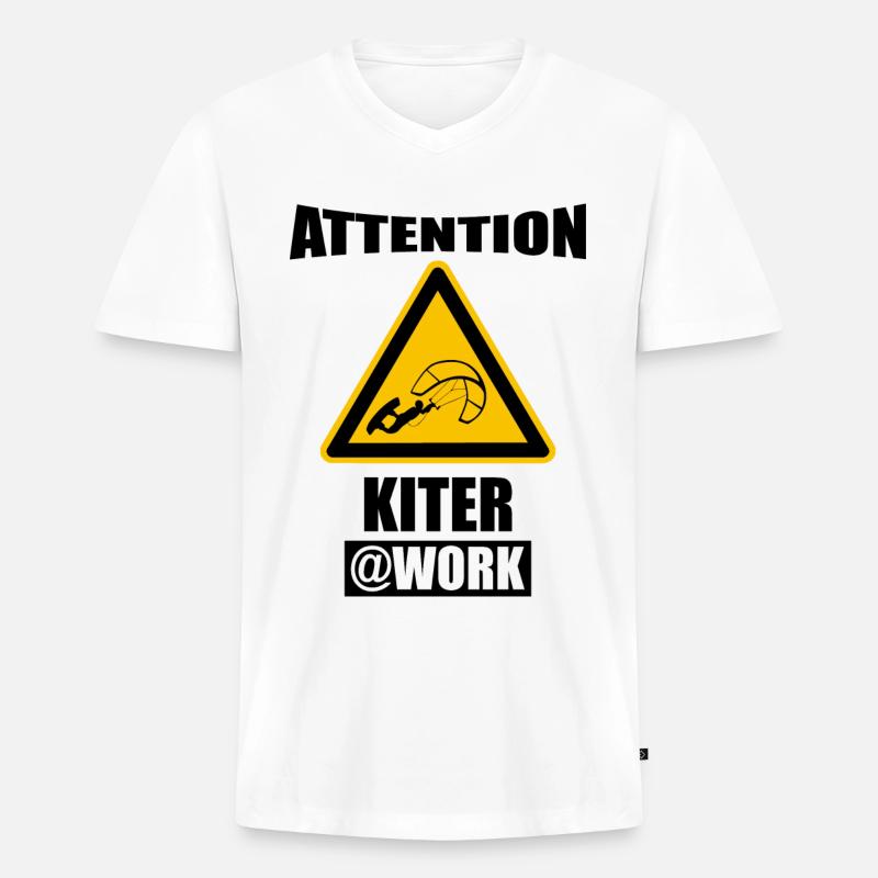 Kiter Kiten Kite Surfen - Männer Premium Bio T-Shirt mit V-Ausschnitt - Weiß