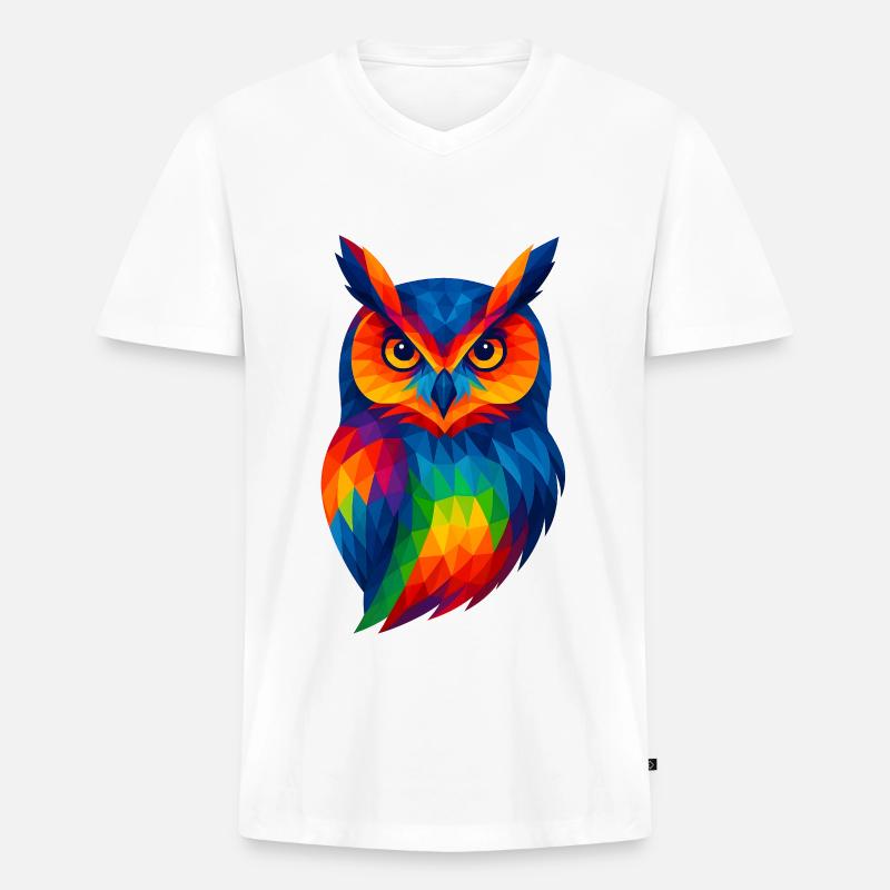 WPAP Stil Tiere - Eule - Männer Premium Bio T-Shirt mit V-Ausschnitt - Weiß