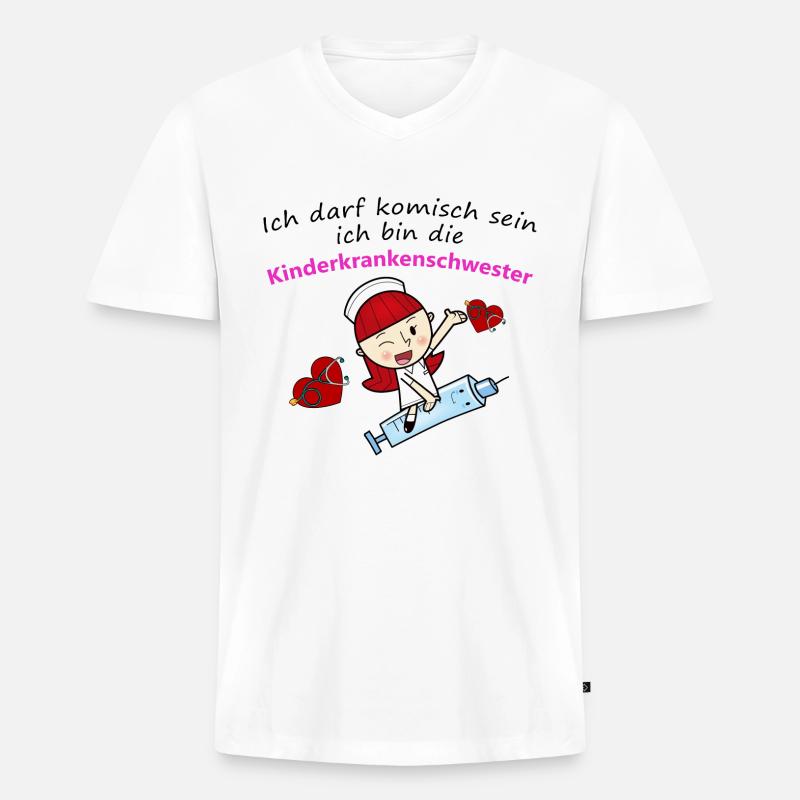 Kinderkrankenschwester - Männer Premium Bio T-Shirt mit V-Ausschnitt - Weiß