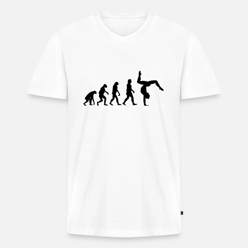 Turnen Handstand Evolution - Männer Premium Bio T-Shirt mit V-Ausschnitt - Weiß
