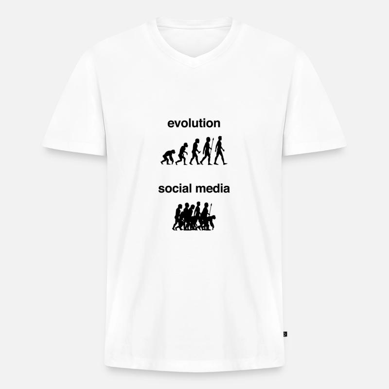 internet evolution - Männer Premium Bio T-Shirt mit V-Ausschnitt - Weiß
