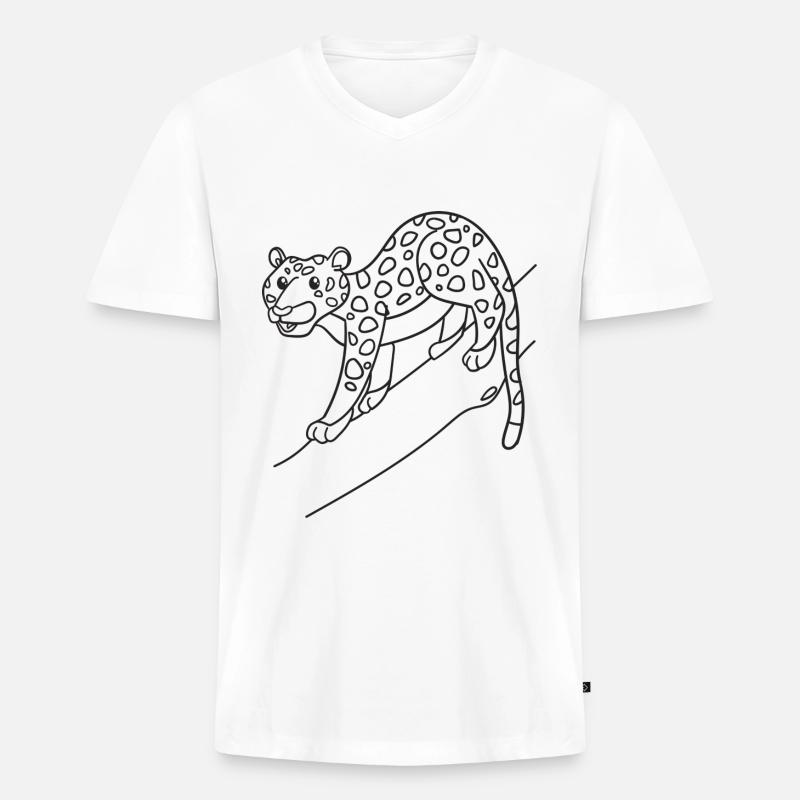 Leopard, Raubkatze, Geschenk, Geschenkidee - Männer Premium Bio T-Shirt mit V-Ausschnitt - Weiß