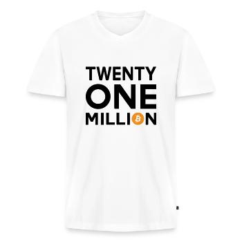 Bitcoin Twenty One Million - Men's Premium Organic T-shirt with V-neck - white - Front - Nico (187cm)