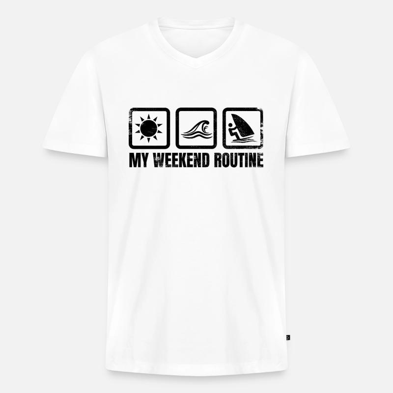Windsurfer Wochenendroutine - Männer Premium Bio T-Shirt mit V-Ausschnitt - Weiß