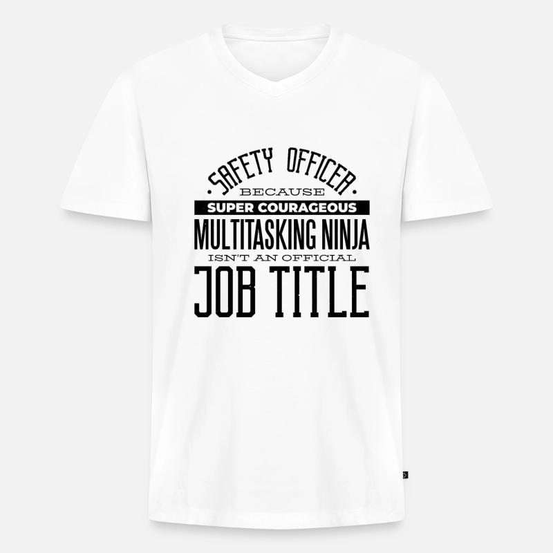 Security Wachmann Tshirt Sicherheitsbeauftragter - Männer Premium Bio T-Shirt mit V-Ausschnitt - Weiß