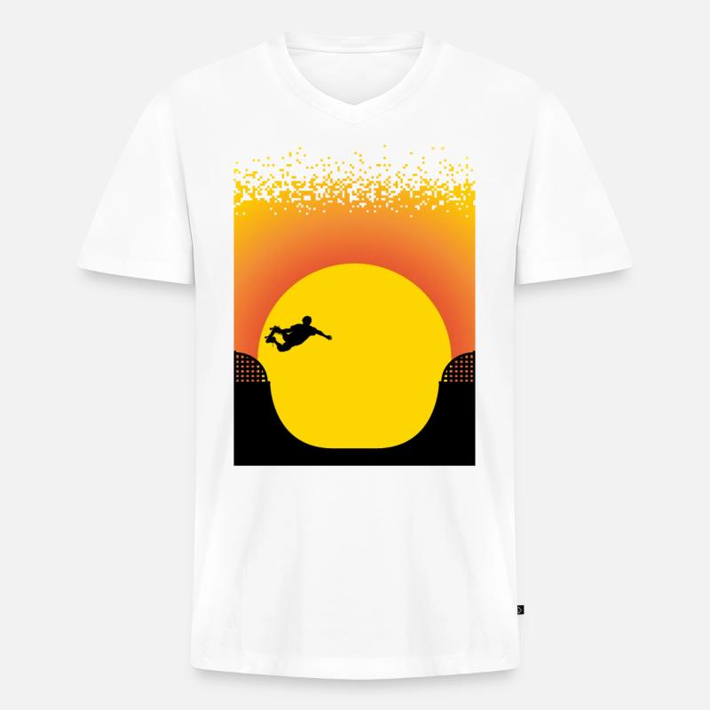 Sunset Skateboards - Männer Premium Bio T-Shirt mit V-Ausschnitt - Weiß