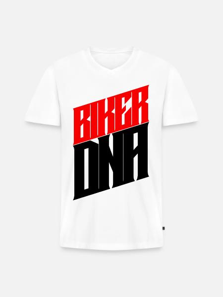 BIKER DNA - Men's Premium Organic T-shirt with V-neck - white