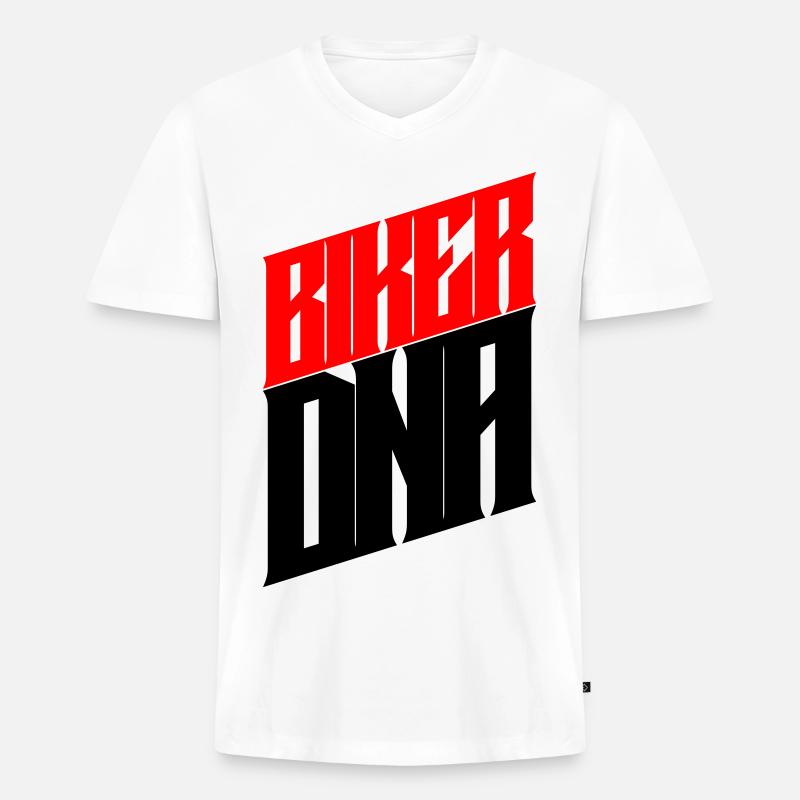 BIKER DNA - Männer Premium Bio T-Shirt mit V-Ausschnitt - Weiß