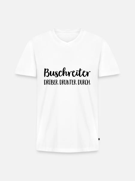 Buschreiter - Männer Premium Bio T-Shirt mit V-Ausschnitt - Weiß