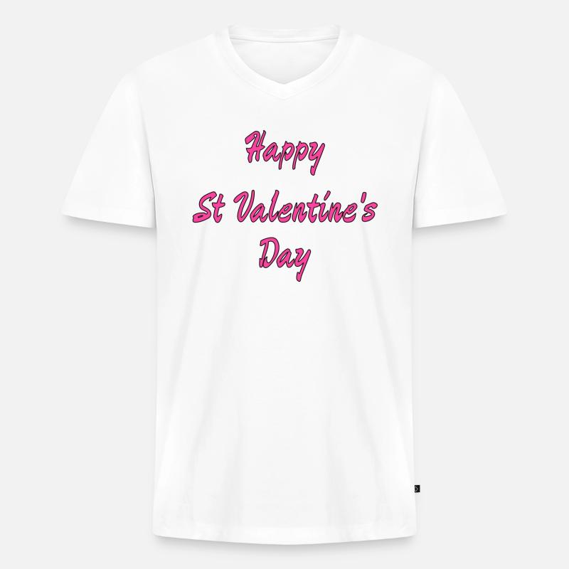 Sankt Valentin - Männer Premium Bio T-Shirt mit V-Ausschnitt - Weiß