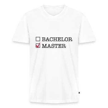 Master - Männer Premium Bio T-Shirt mit V-Ausschnitt - Weiß - Vorne - Nico (187cm)