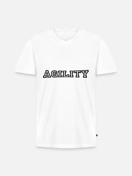 Agility - Männer Premium Bio T-Shirt mit V-Ausschnitt - Weiß
