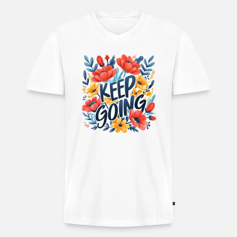 keep going - Männer Premium Bio T-Shirt mit V-Ausschnitt - Weiß