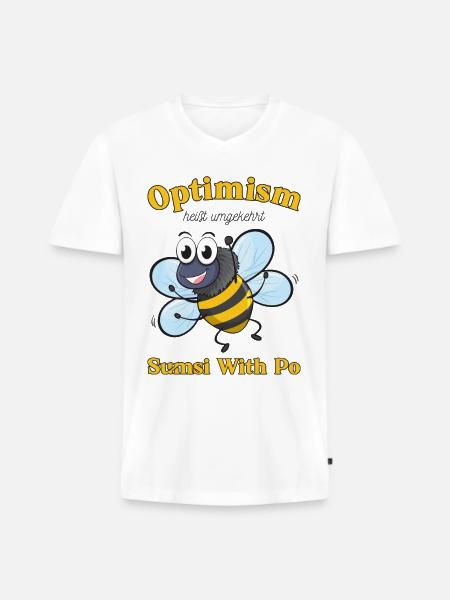 Bee Motivation Optimism - Men's Premium Organic T-shirt with V-neck - white