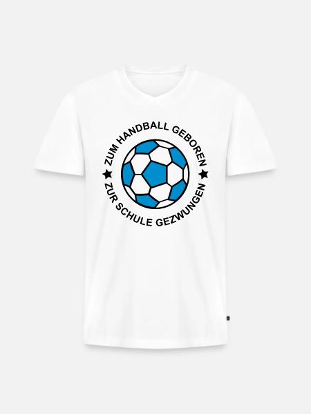 Handball - Männer Premium Bio T-Shirt mit V-Ausschnitt - Weiß