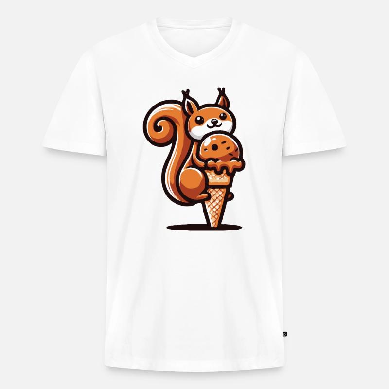 Eichhörnchen liebt Eis - Männer Premium Bio T-Shirt mit V-Ausschnitt - Weiß