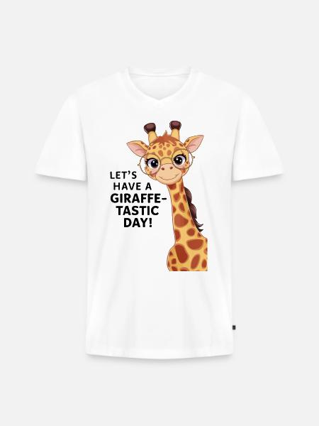 Let’s have a fantastic day - Funny giraffe - Men's Premium Organic T-shirt with V-neck - white