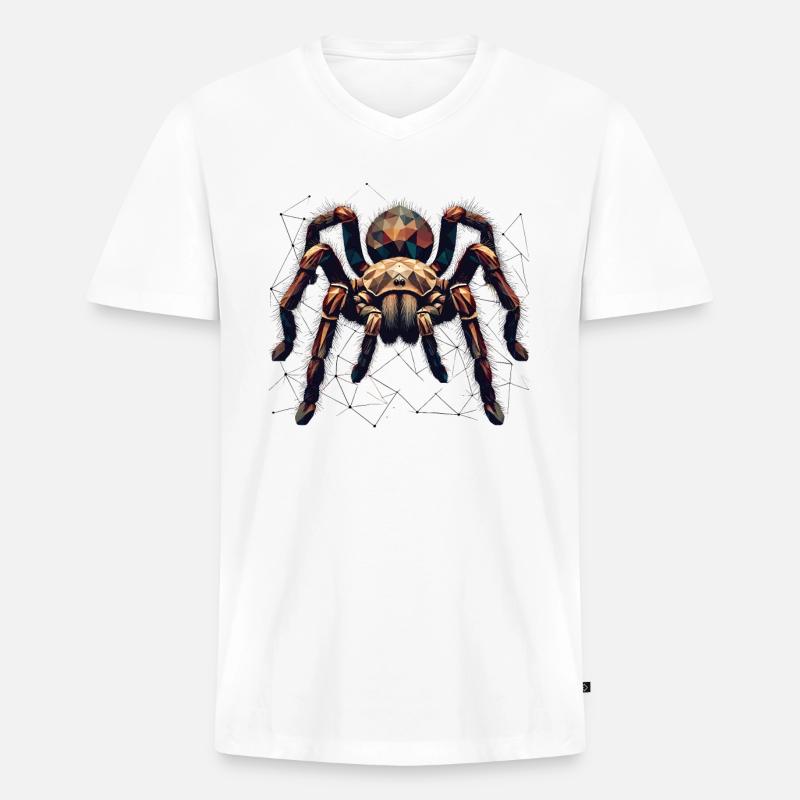 Tarantel große Spinne Polygon Kunst - Männer Premium Bio T-Shirt mit V-Ausschnitt - Weiß