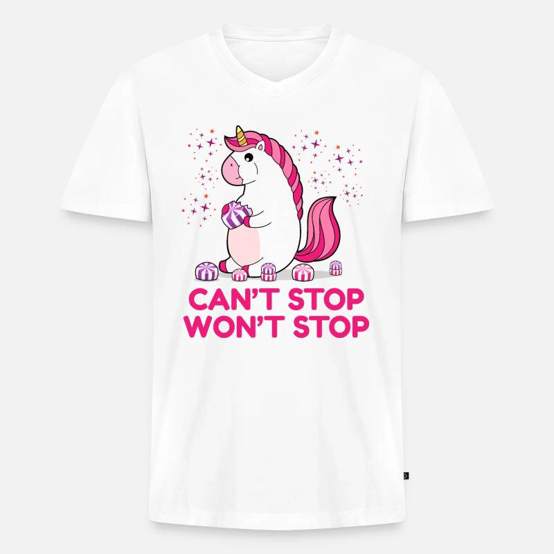Can't Stop Won't Stop - Männer Premium Bio T-Shirt mit V-Ausschnitt - Weiß