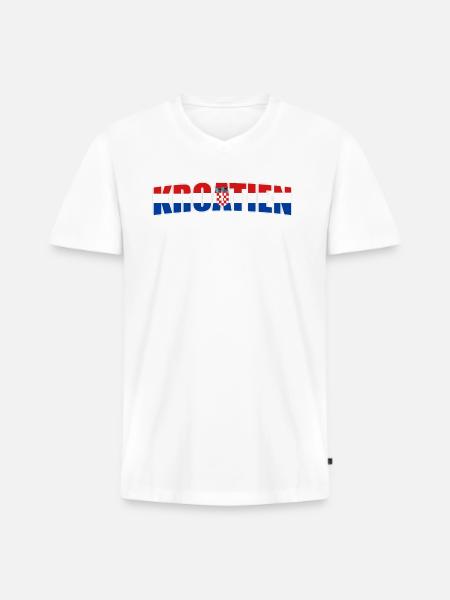 Kroatien - Männer Premium Bio T-Shirt mit V-Ausschnitt - Weiß
