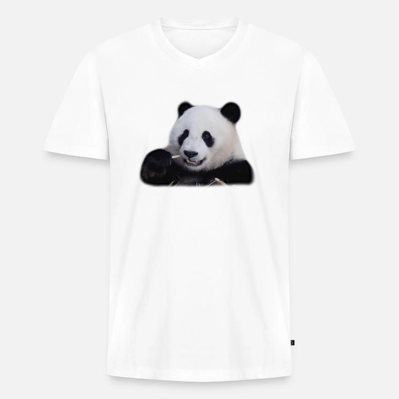 Panda, Pandabär, Bär - Männer Premium Bio T-Shirt mit V-Ausschnitt - Weiß