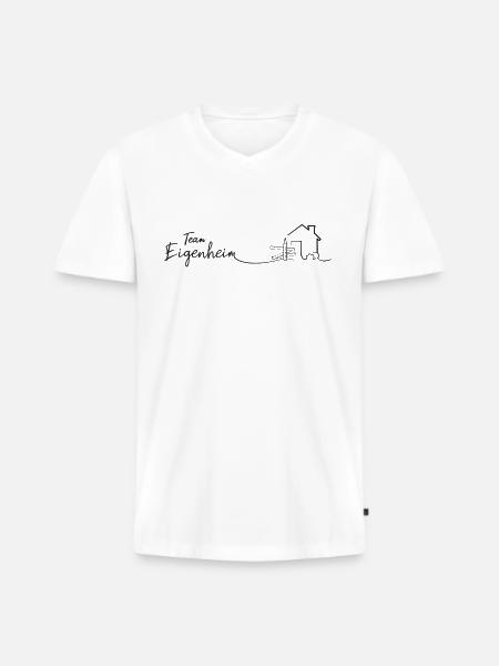 Team Eigenheim Hausbau - Männer Premium Bio T-Shirt mit V-Ausschnitt - Weiß