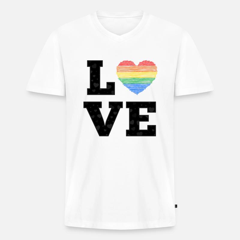 love pride regenbogenherz - Männer Premium Bio T-Shirt mit V-Ausschnitt - Weiß