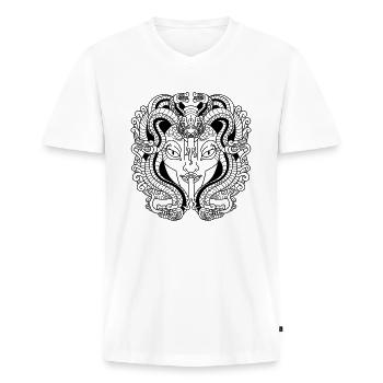 Medusa Face Snake Woman - Men's Premium Organic T-shirt with V-neck - white - Front - Nico (187cm)