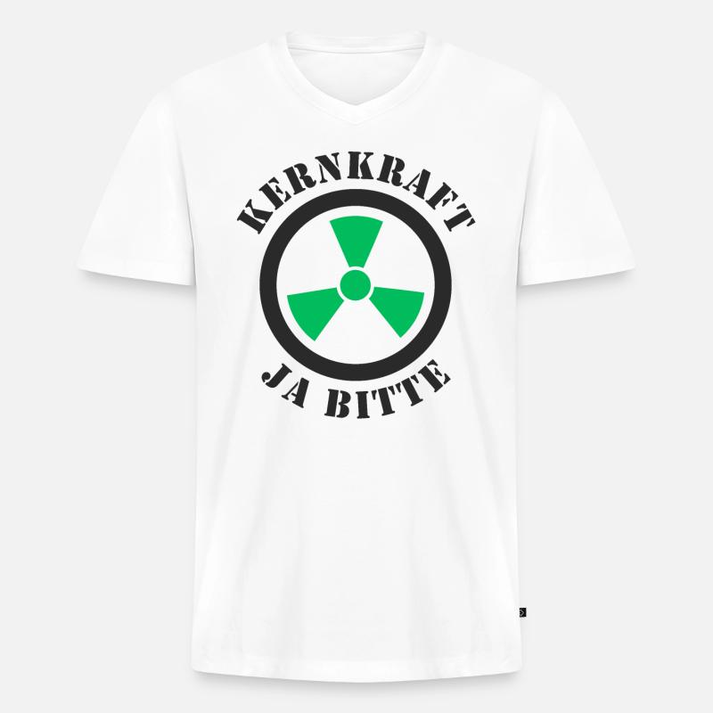 Kernkraft, Ja bitte - Männer Premium Bio T-Shirt mit V-Ausschnitt - Weiß