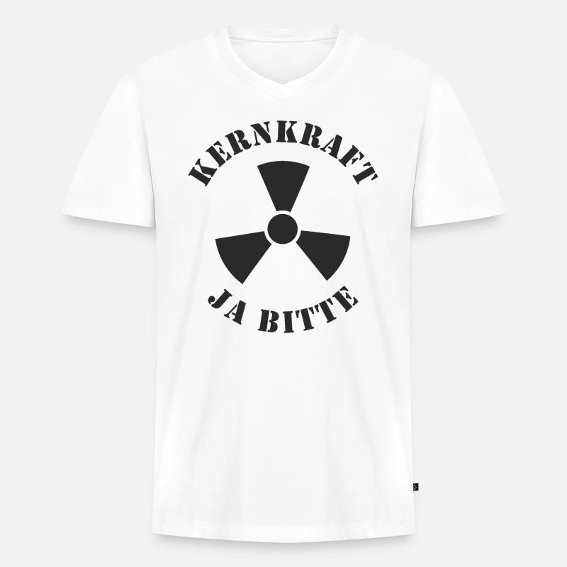 Kernkraft, Ja bitte - Männer Premium Bio T-Shirt mit V-Ausschnitt - Weiß