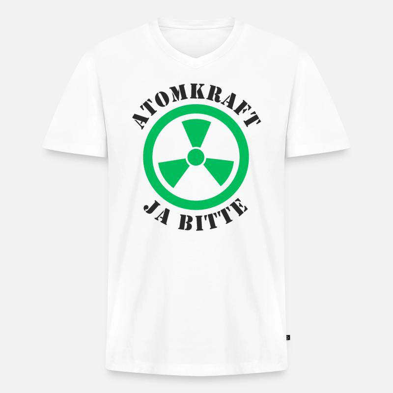 Atomkraft, Ja bitte - Männer Premium Bio T-Shirt mit V-Ausschnitt - Weiß