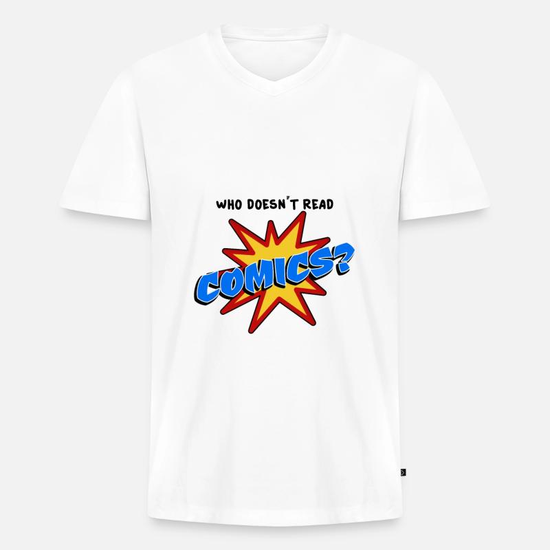 Who doesn´t read comic - Männer Premium Bio T-Shirt mit V-Ausschnitt - Weiß