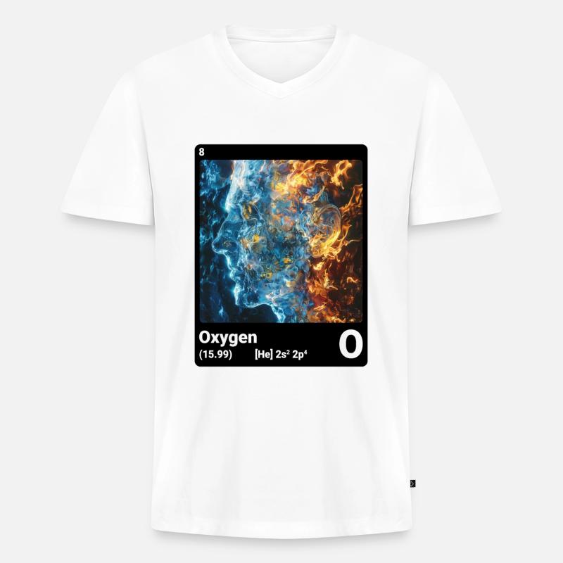 Periodensystem Element Sauerstoff (O) 008 - Männer Premium Bio T-Shirt mit V-Ausschnitt - Weiß