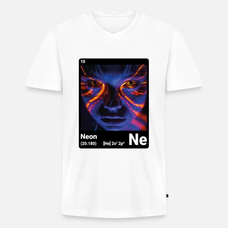 Periodensystem-Element Neon (Ne) 010 - Männer Premium Bio T-Shirt mit V-Ausschnitt - Weiß