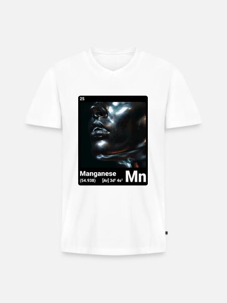 AI am Mangan (bk) - Männer Premium Bio T-Shirt mit V-Ausschnitt - Weiß