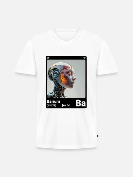 AI am Barium (bk) - Männer Premium Bio T-Shirt mit V-Ausschnitt - Weiß